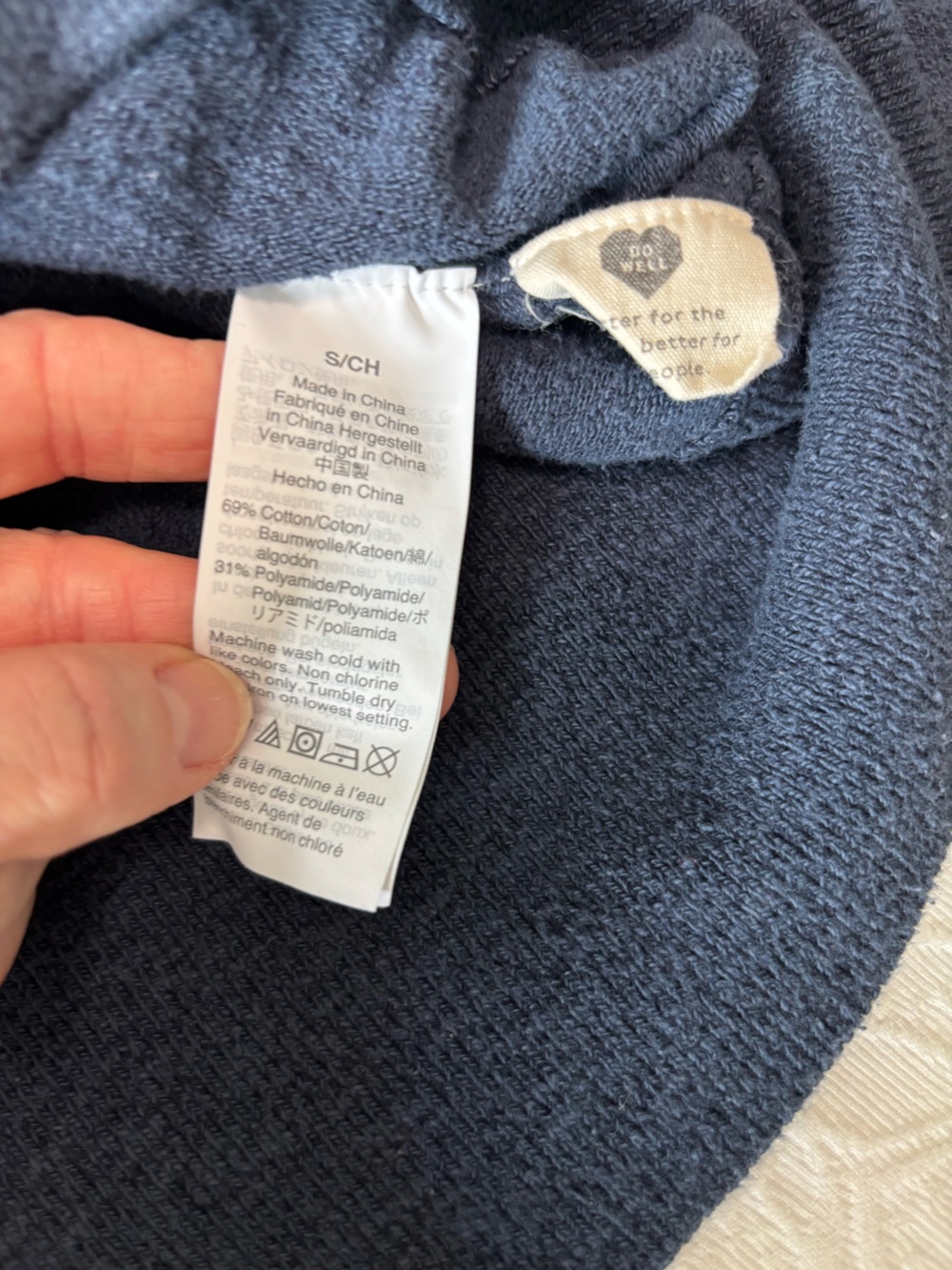 Madewell Do Well Navy Blue Cotton Blend Raglan Sleeve Ribbed Hem Sweater Small - Picture 3 of 4